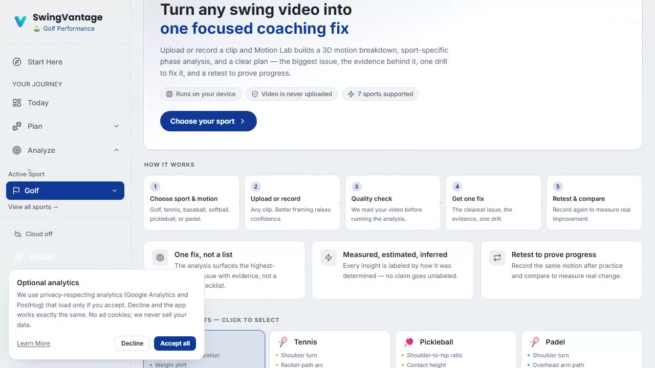 Upload your first swing video — video thumbnail